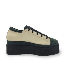 Corset Shoes In Green & Beige